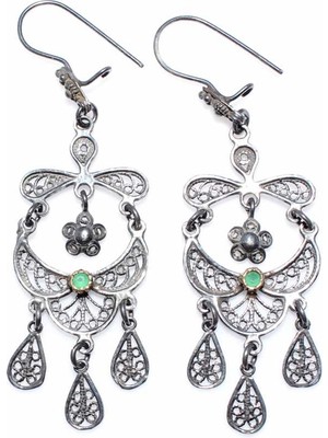 Nusret Takı 925 Ayar Gümüş Hilal Modeli Telkari Küpe