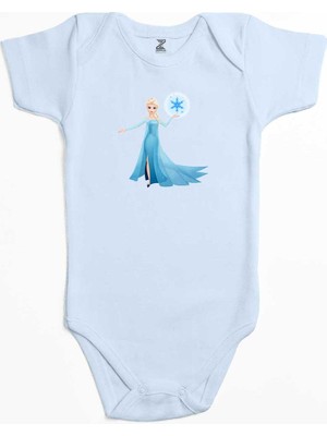 Z zepplin Karlar Ülkesi Elsa Siluet Mavi Renk Bebek Body Zıbın