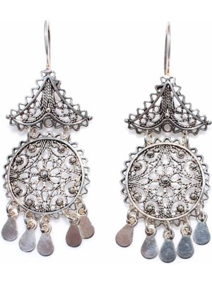 Nusret Takı 925 Ayar Gümüş Telkari Pullu Küpe