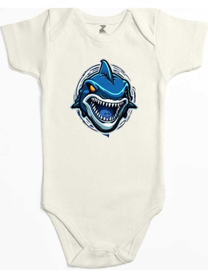 Z zepplin Blue Shark Ekru Renk Bebek Body Zıbın