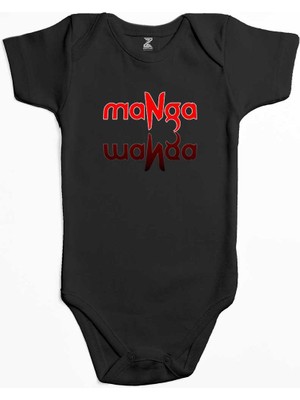 Z zepplin Manga Yazı Yansıması Siyah Renk Bebek Body Zıbın