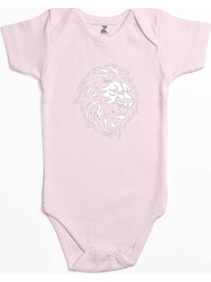 Z zepplin Black And White Lion Pembe Renk Bebek Body Zıbın