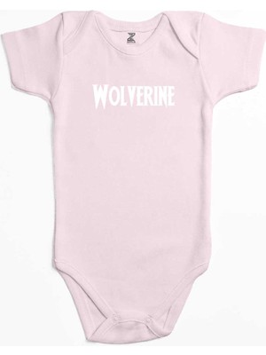 Z zepplin Wolverine Text White Pembe Renk Bebek Body Zıbın