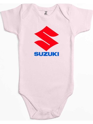 Z zepplin Suzuki Logo Text Pembe Renk Bebek Body Zıbın