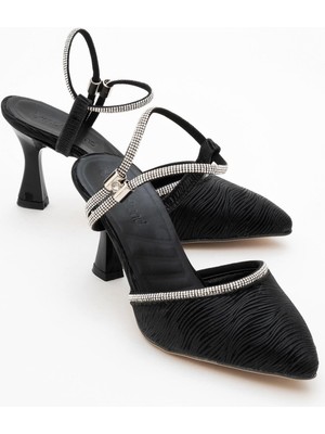 Ccway Kadın Taşlı Topuklu Ayakkabı Siyah Suyolu