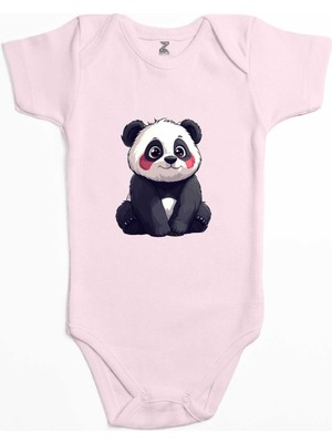 Şirin Panda Pembe Renk Bebek Body Zıbın