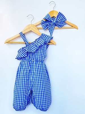 Kız Çocuk Askılı Tulum Bandana Takım