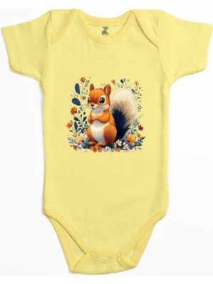 Şirin Sincap Sarı Renk Bebek Body Zıbın