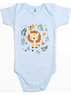 Z zepplin Şirin Aslan Mavi Renk Bebek Body Zıbın