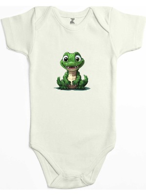 Şirin Timsah Ekru Renk Bebek Body Zıbın