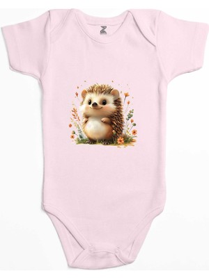 Tatlı Kirpi Pembe Renk Bebek Body Zıbın