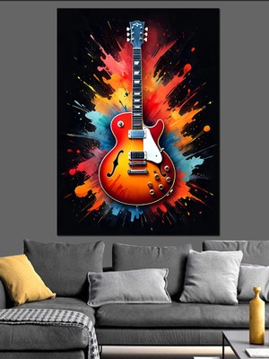 Alevler Içinde Rock Ruhuyla Dekoratif Kanvas - Mdf Ahşap Tablo