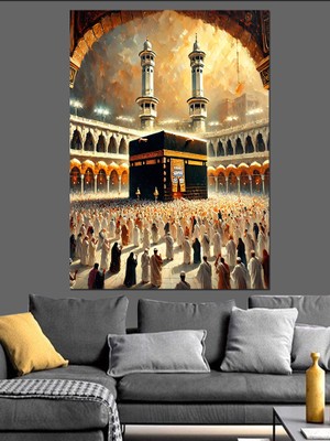 Kâbe’de Dualarla Buluşmak Dekoratif Kanvas - Mdf Ahşap Tablo