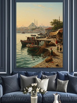 Osmanlı Limanında Gün Doğumu Dekoratif Kanvas - Mdf Ahşap Tablo