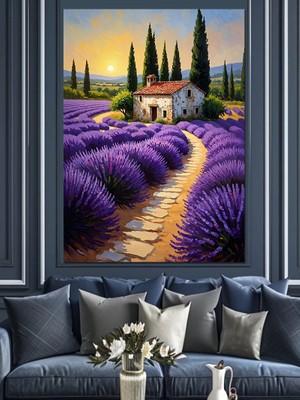 Lavanta Bahçesinde Sessiz Huzur Dekoratif Kanvas - Mdf Ahşap Tablo