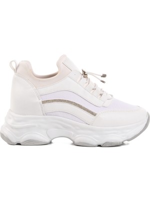 Ayakmod Beyaz Yüksek Taban Kadın Sneaker 6064 Z
