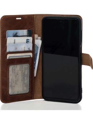 Vivo Y27 Hakiki Gerçek Deri Uyumlu Cüzdanlı Kapaklı Kaliteli Lüks Cüzdan Kılıf Kar Deluxe