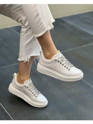 Krıste Bell 04 Beyaz Taşlı Ip Bağcıklı Kadın Sneakers Günlük Spor Ayakkabı