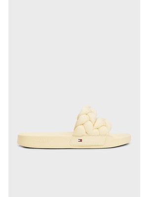 Tommy Jeans Logolu Kalın Örgülü Çift Bantlı Terlik Bayan Terlik EN0EN02764 Zgb