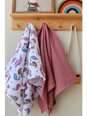 Pamuk Müslin Bebek Örtüsü 2'li Set - Yumuşak & Nefes Alabilir Kumaş + Düz Renk