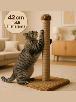 Koman Pontika Peluş Dokulu Yumuşacık Tekli Tırmalama Standart Boy Kedi Tırmalama Tahtası 42 cm Soft Sevilen Renkler