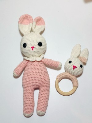 Uyku Arkadaşı Tavşan ve Diş Kaşıyıcı Set Handmade Organik