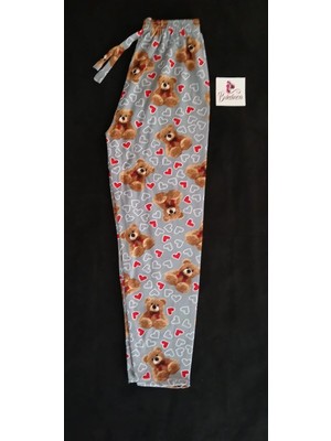 Bukadınca Gri Ayıcıklı ve Kalpli Pijama Altı