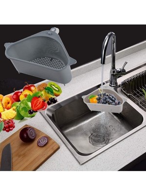 Lavabo Içi Üçgen Filtre Sepeti Sebze Meyve Mutfak Süzgeci Çay Süzgeci Vantuzlu Lavabo Süzgeç