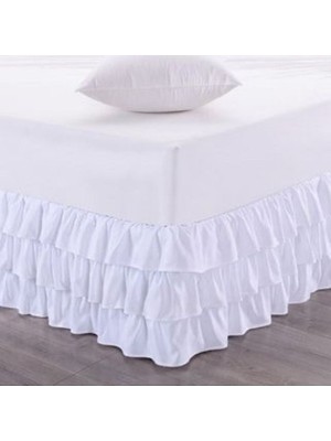 Astarlı ve Fırfırlı Beyaz Baza Eteği Üç Kat
