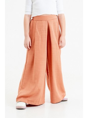 Kız Çocuk Bol Pileli Keten Pantolon 2549