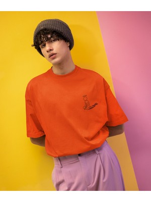 Melek ve Şeytan Minimal Baskılı Erkek Tişört