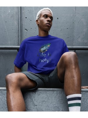 Terzili Giyin Life Is Holy Baskılı Oversize Erkek Tişört – Kutsal Yaşam Tasarımı