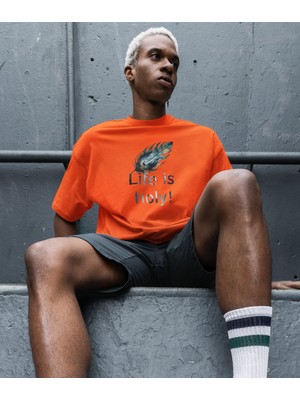 Terzili Giyin Life Is Holy Baskılı Oversize Erkek Tişört – Kutsal Yaşam Tasarımı