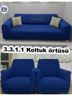 Baqdo Koltuk Örtüsü Jakarlı, Düz Desen 3+3+1+1 Lastikli Koltuk ,kanepe ,çekyat Örtüsü ,kılıfı Esnekli 3311