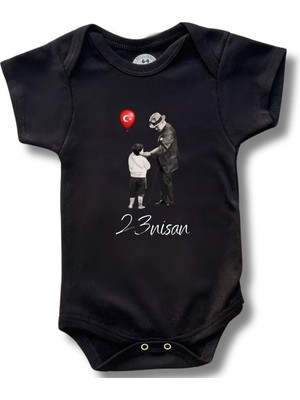 Betül Bebek Kısa Kollu Atatürk Baskılı Organik Pamuk Çıtçıtlı Bebek Body&zıbın
