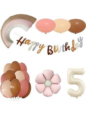 Bkmc Pembe Papatya Folyolu Retro Yaş Balon Doğum Günü Parti Seti Süsü