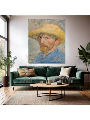 Van Gogh Kanvas Tablo Kanvas Duvar Tablosu Empresyonizm Tablo Portre Hasır Şapka