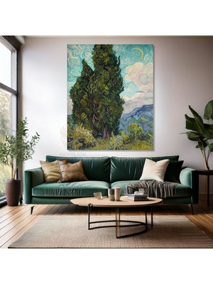 Van Gogh Kanvas Tablo Kanvas Duvar Tablosu Empresyonizm Tablo CYPRESSES-1889