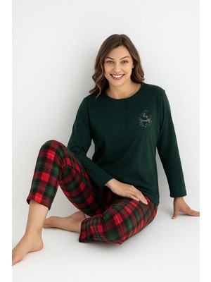 Senfoni Kadın Düğme Yaka Uzun Kol Pijama Takımı 6000Y -1 Adet