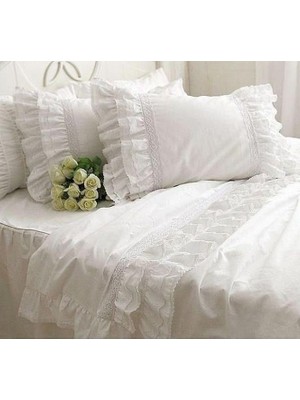 Battal Boy Fırfırlı Güpürlü Fistolu Nevresim Takımı