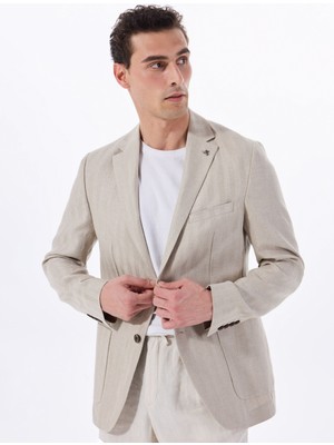 Vizon Erkek Basic Armürlü %100 Keten Ceket F5SM-CKT 2560