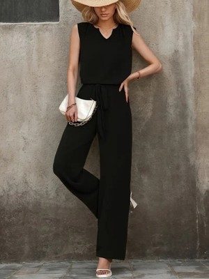 Mira Cotton Kadın Kolsuz V Yakalı Aerobin Bluz ve Belden Kuşaklı Pantolon Ikili Takım