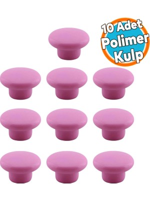 Mantar Kulp Düğme 10 Adet Çekmece Mutfak Mobilya Dolabı Dolap Kulpu Kulbu Plastik Kulp Pembe