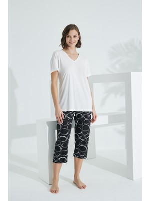 Bambu Soft Kumaş Kısa Kol Kapri Takım 71040