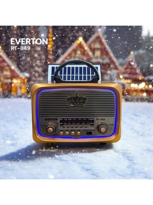 Everton RT-849  Bluetooth Fm-Usb-Tf-Aux Şarjlı Nostaljik Radyo Güneş Panelli