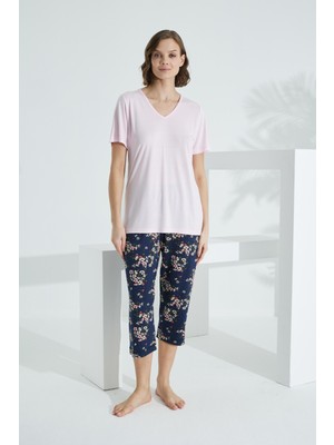 Bambu Soft Kumaş Kısa Kol Kapri Takım 71041