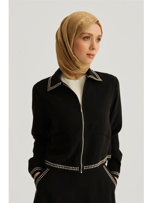 Armine Trok Detaylı Tencel Ceket 25YD4227-1 Siyah