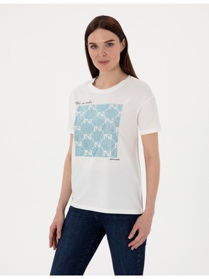 Pierre Cardin Kadın Beyaz Regular Fit Tişört 50305798-VR013