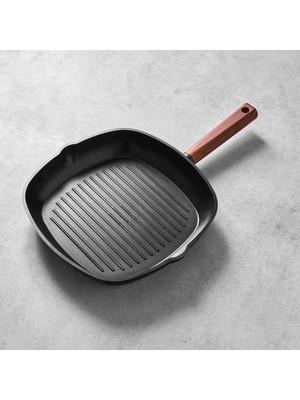 Hisar Oslo Granit Grill Tava 28 cm Ahşap