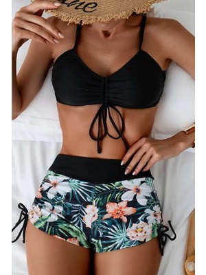 Angelsin Büzgü Ayarlı Baskılı Bikini Takımı